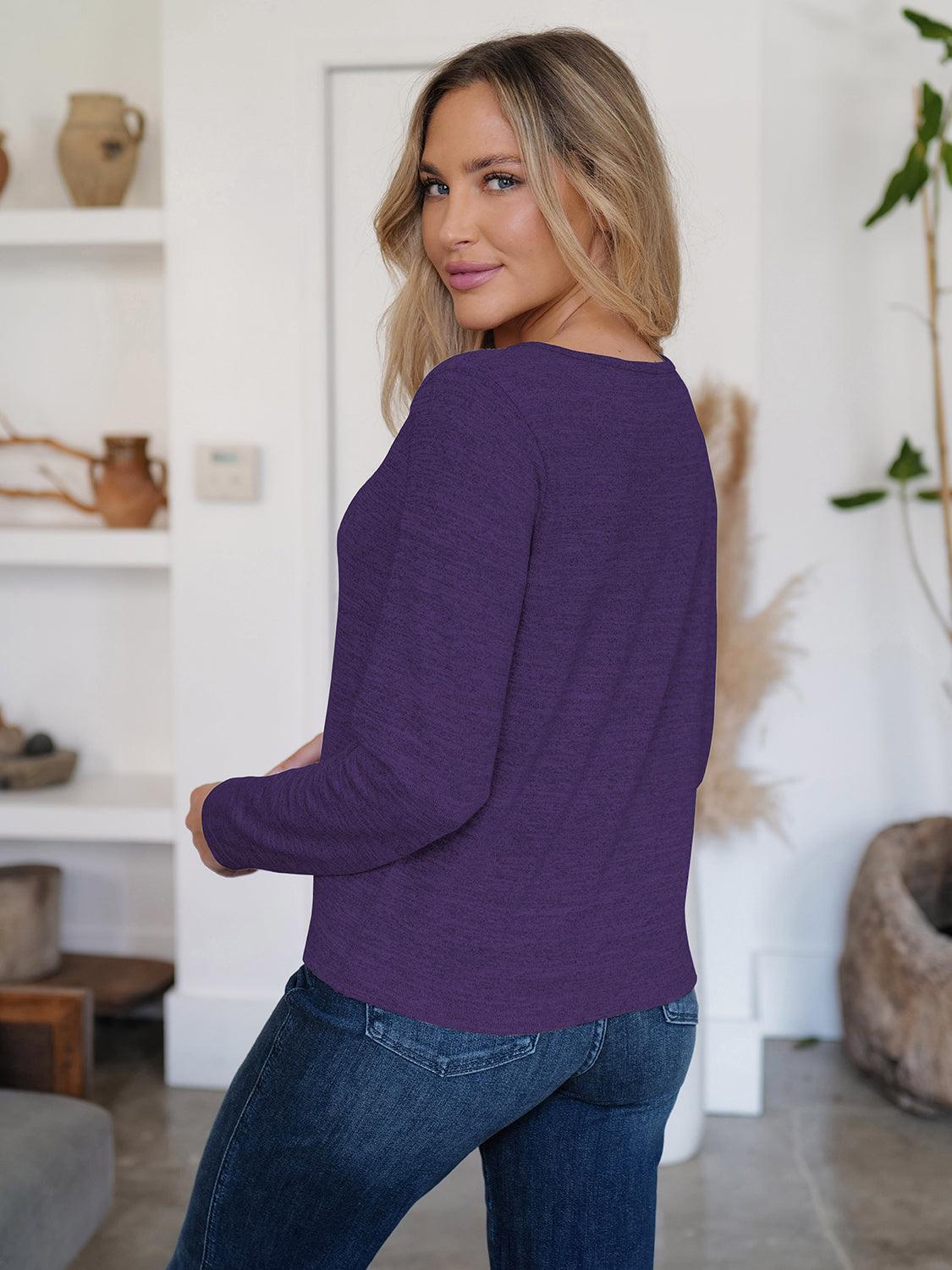 FAM-FAM Button Up Round Neck Long Sleeve Cardigan Carauana Store