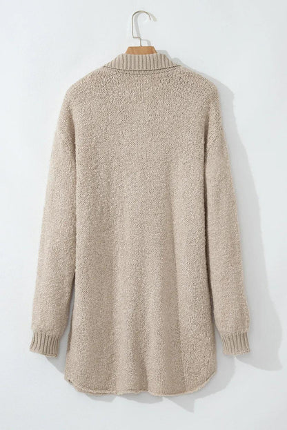 Pocketed Button Up Long Sleeve Cardigan Carauana Store