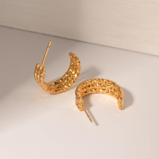 18K Gold-Plated Stainless Steel C-Hoop Earrings Carauana Store
