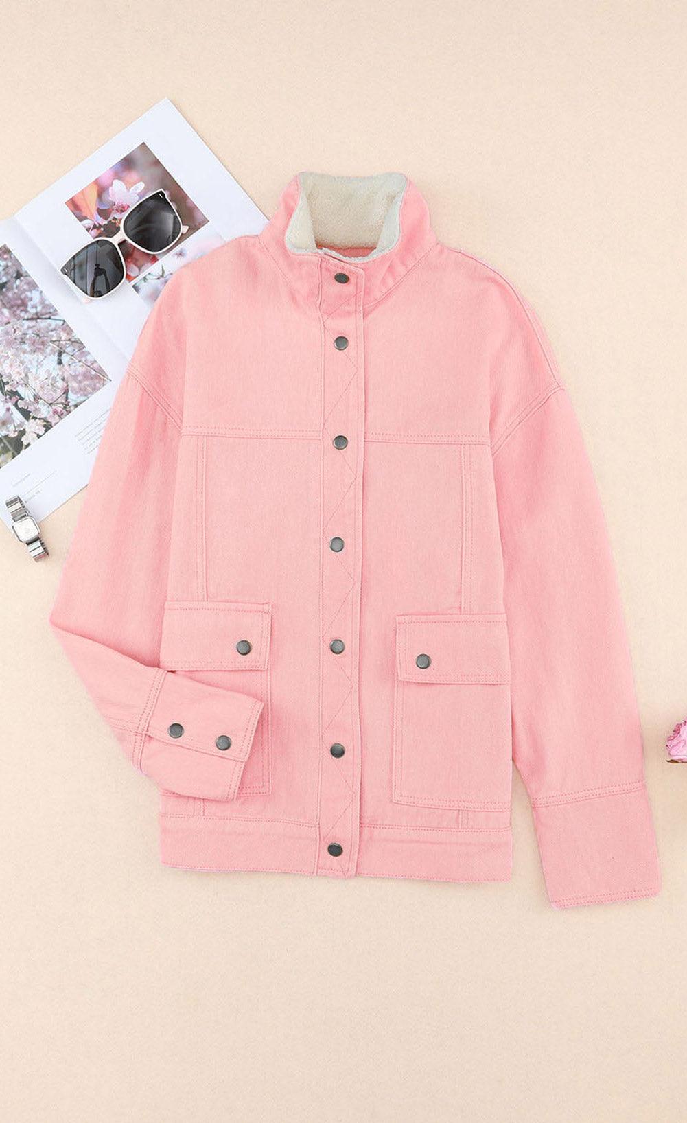 Snap Down Dropped Shoulder Denim Jacket Carauana Store
