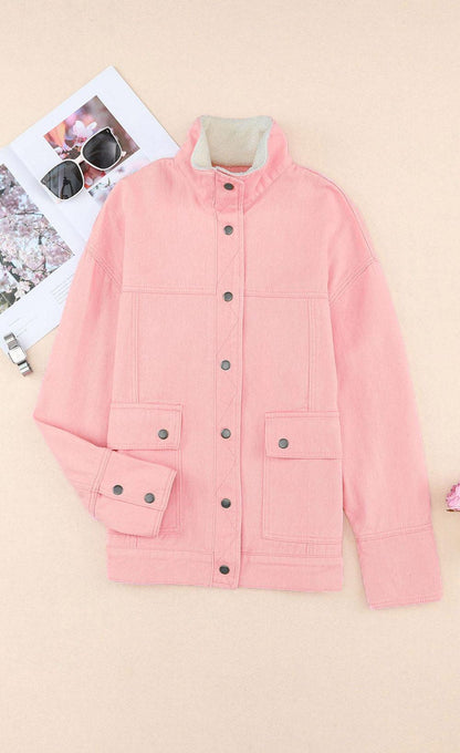 Snap Down Dropped Shoulder Denim Jacket Carauana Store