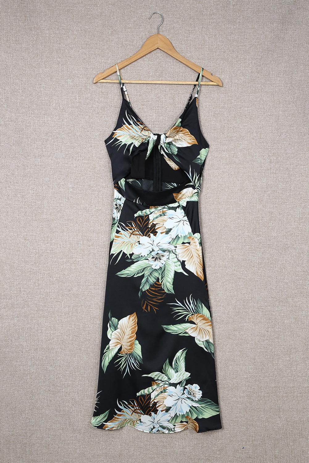 Floral Tied Cutout Split Spaghetti Strap Dress Carauana Store