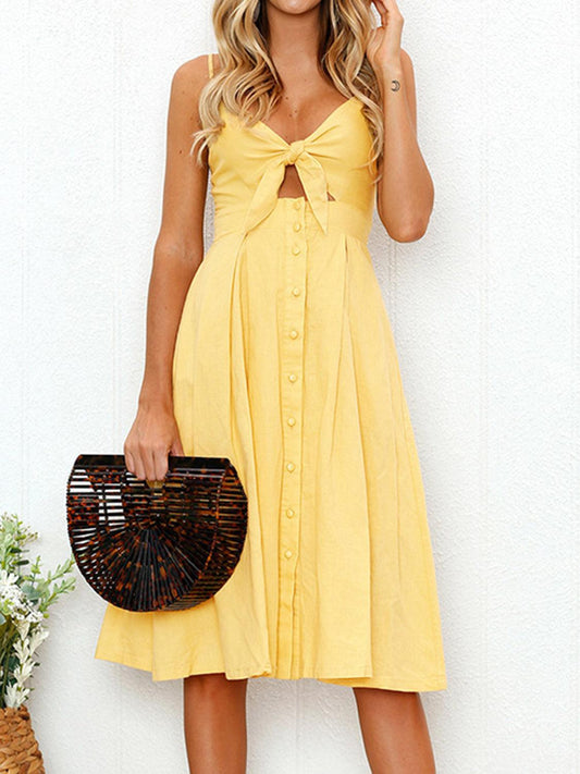 Cutout Smocked Sweetheart Neck Cami Dress Carauana Store