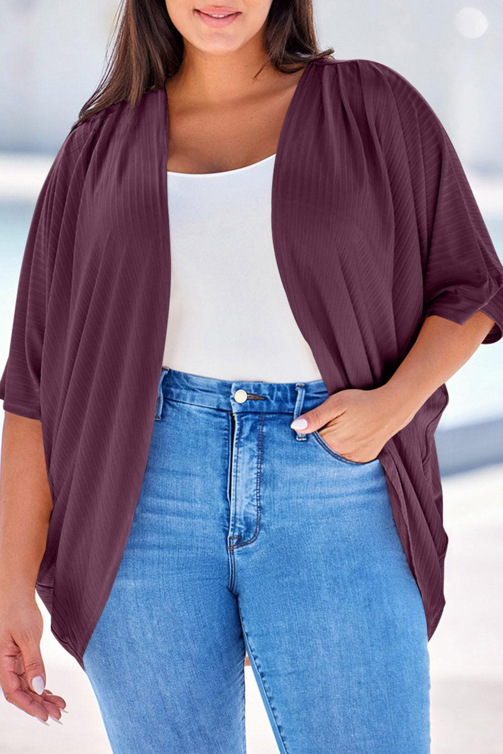 Plus Size Ribbed Cocoon Cover Up Carauana Store