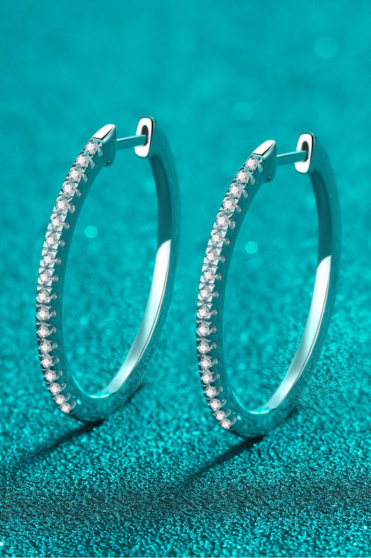 Rhodium-Plated Moissanite Hoop Earrings Carauana Store