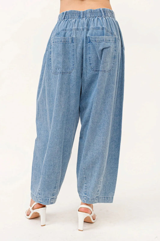 And The Why Elastic Back Pleated Baggy Jeans Carauana Store