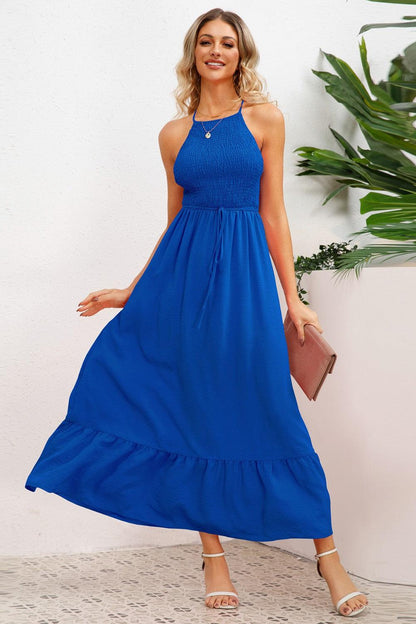 Smocked Crisscross Spaghetti Strap Dress Carauana Store