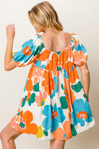 BiBi Floral Puff Sleeve Mini Dress Carauana Store