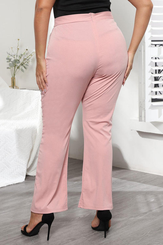 Plus Size Seamed Detail Plain Pants Carauana Store