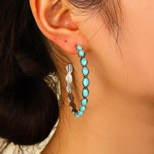Artificial Turquoise C-Hoop Earrings Carauana Store