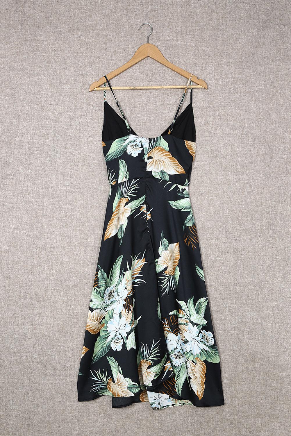 Floral Tied Cutout Split Spaghetti Strap Dress Carauana Store