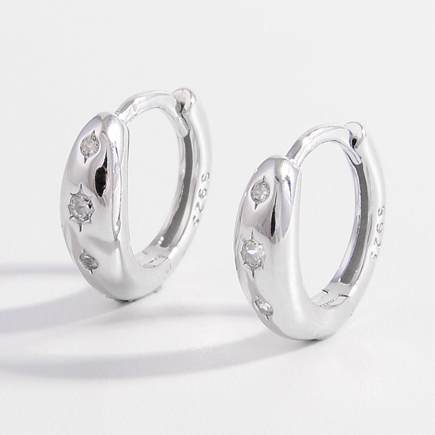 925 Sterling Silver Inlaid Zircon Huggie Earrings Carauana Store