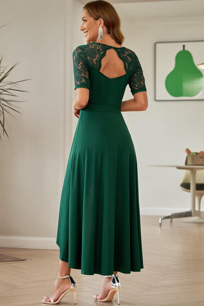 Lace Cutout V-Neck Short Sleeve Dress Carauana Store