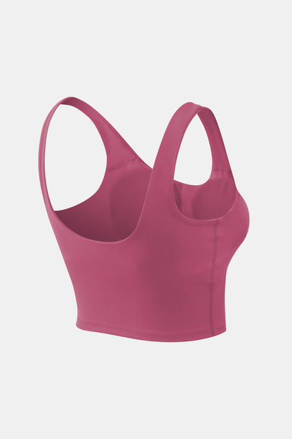 Cropped Scoop Neck Active Tank Top Carauana Store