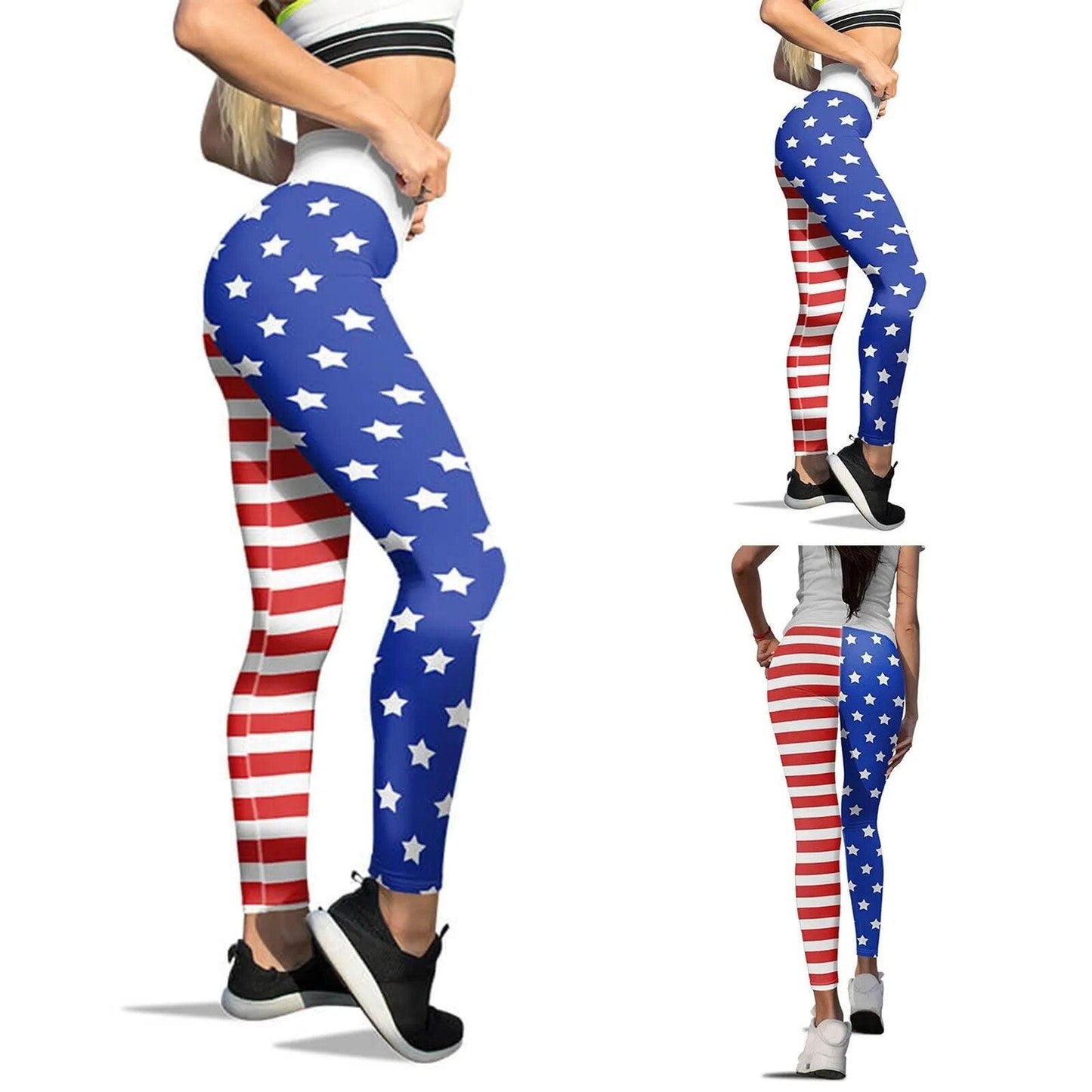 American Flag Printed Leggings For Women Tummy Control Skinny Pants For Yoga Running Pilates Free Shipping