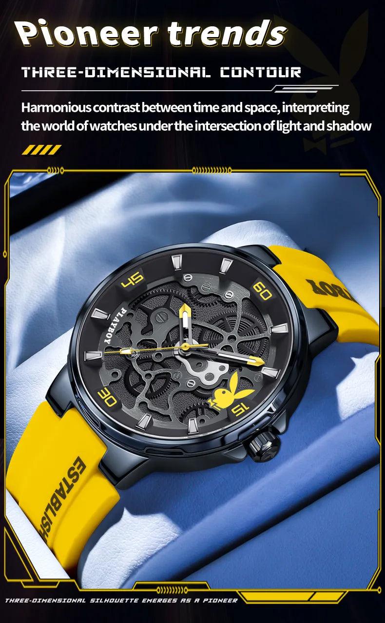 American PlayBoy Fashion Casual Men's Watch - Luxury Waterproof Luminous Quartz Wristwatch High Quality