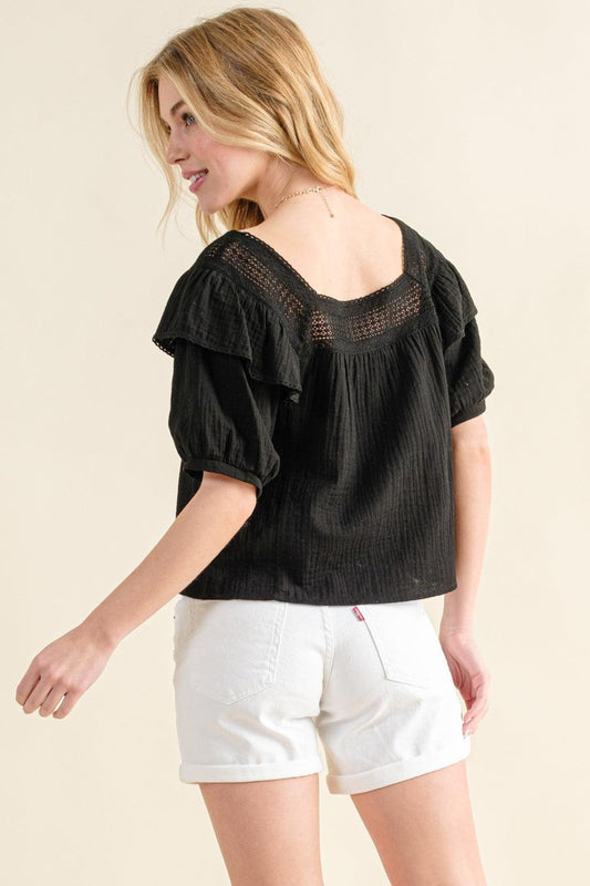 And The Why Square Neck Ruffled Blouse Carauana Store