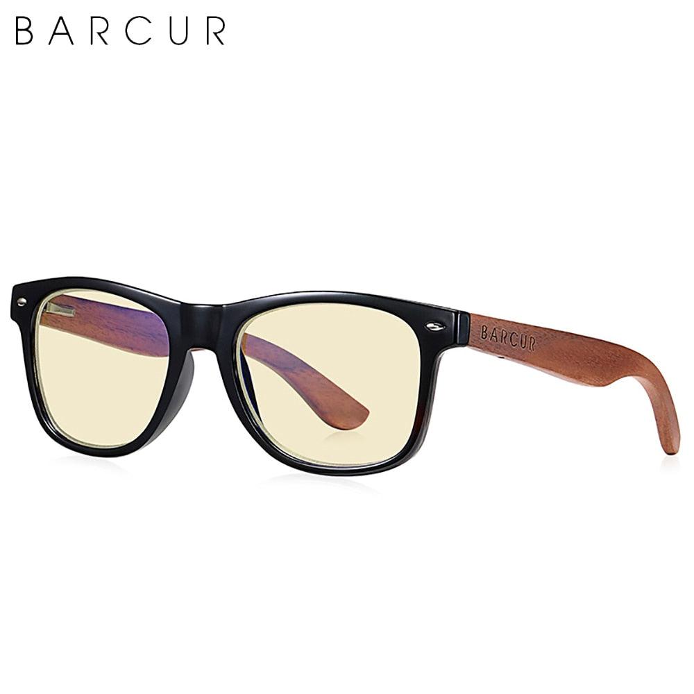 BARCUR Sunglasses Anti Blue Night Vision Mirror Free Wood Box