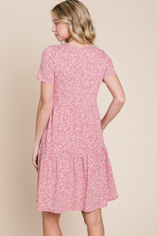 BOMBOM Printed Short Sleeve Mini Dress Carauana Store