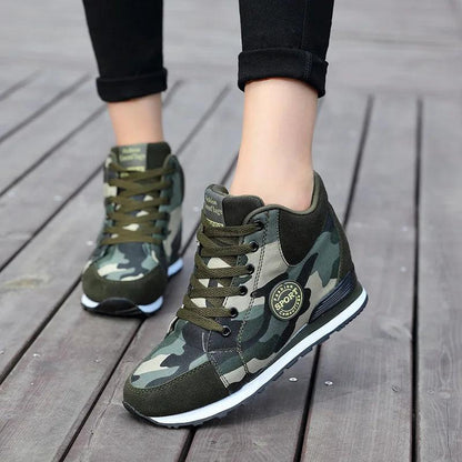 Carauana Women Camouflage 6.5cm Heel Height Increase Casual Shoes