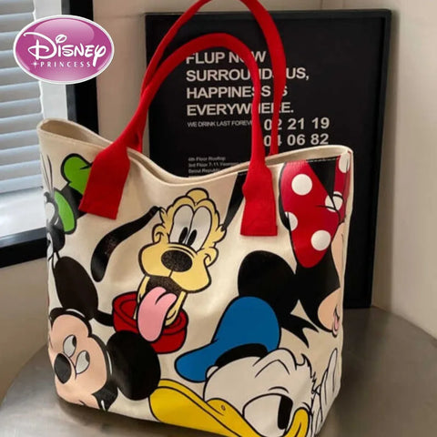 Disney Mickey Canvas Tote Bag Large Capacity
