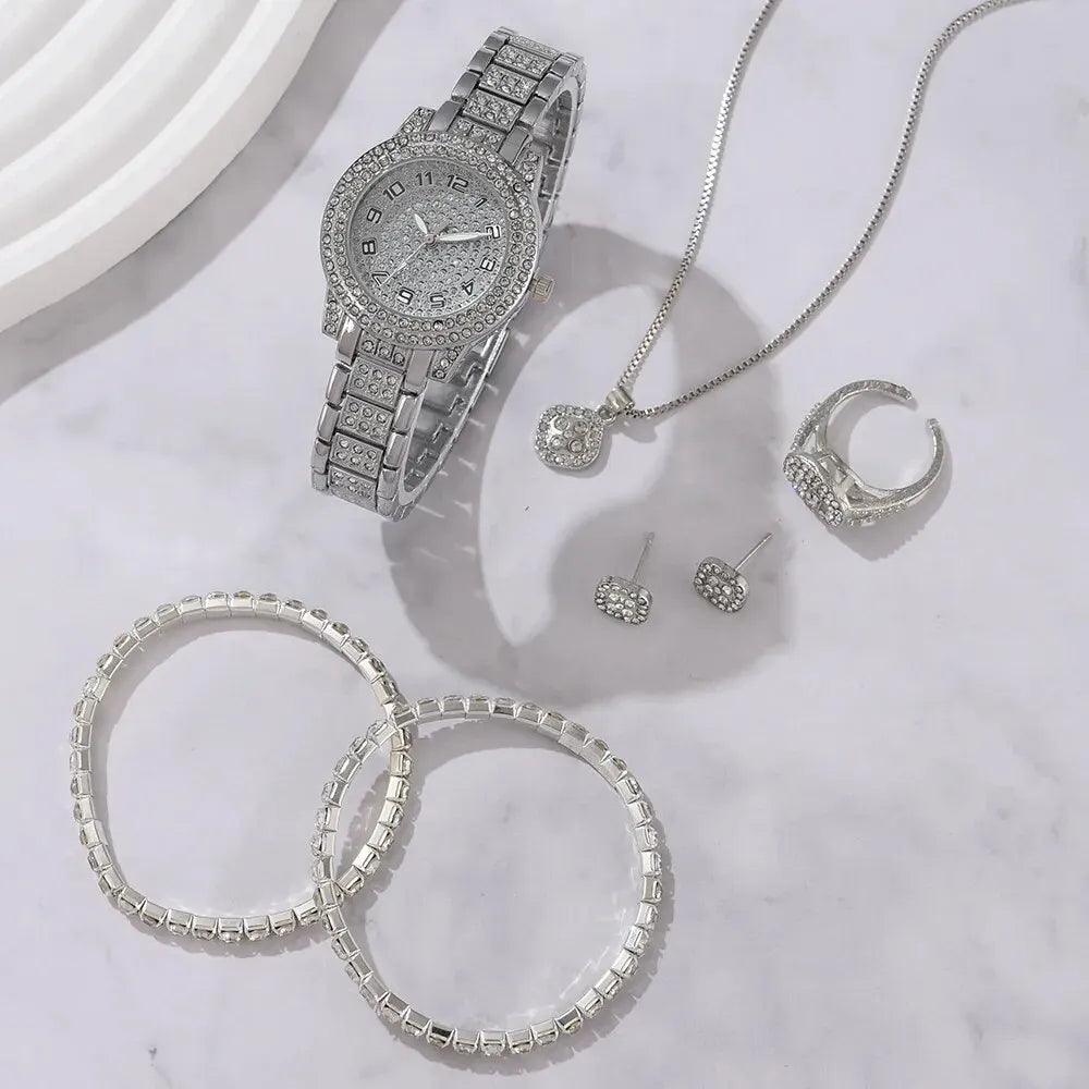 Fashion &amp; Casual Quartz Watch with Rhinestone Bracelet - Elegant Design