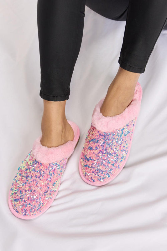 Forever Link Sequin Plush Round Toe Slippers Carauana Store