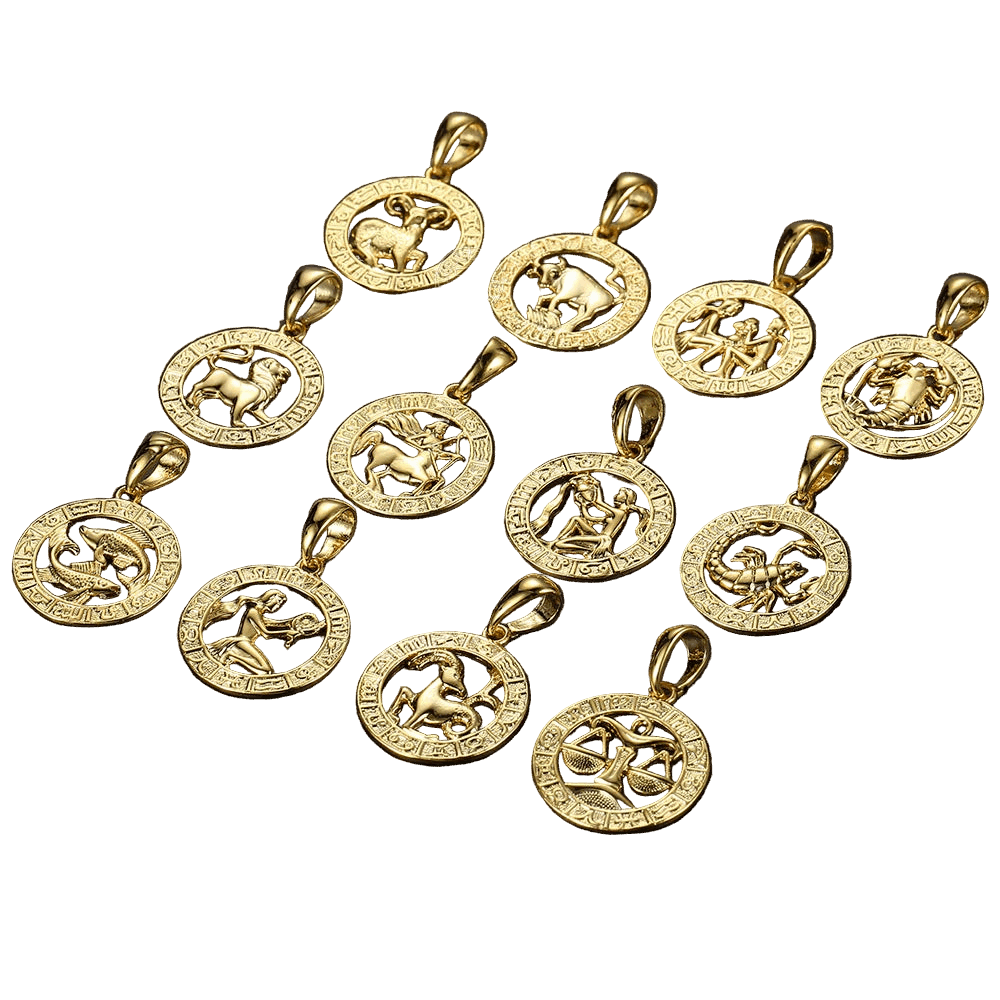 Zodiac Pendant Necklace | Gold-Filled Horoscope Necklace with 12 Signs CaRaUaNa Fashion