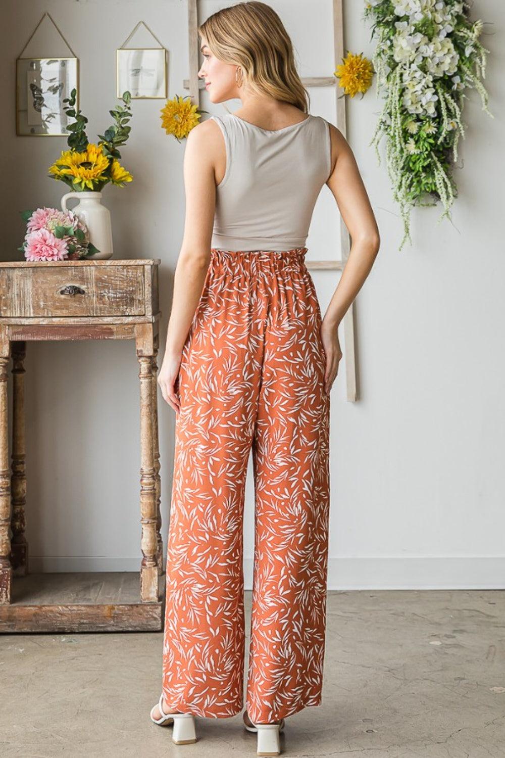 Heimish Full Size Printed Tied Straight Casual Pants Carauana Store