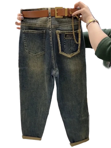 High-Waist Radish Harem Jeans Women 4XL