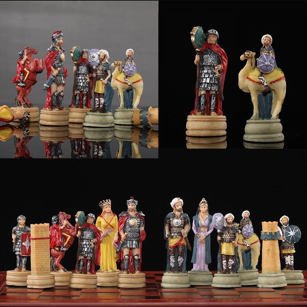 Historical Theme Resin Chess Figures 32 Painted Chess Game Gift Collection