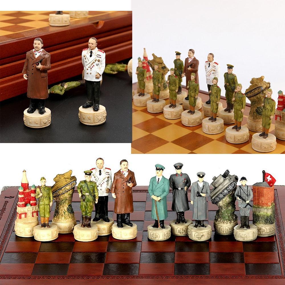 Historical Theme Resin Chess Figures 32 Painted Chess Game Gift Collection