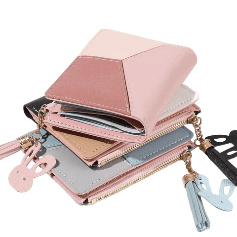 ISKYBOB Women’s Short PU Leather Zipper Wallet