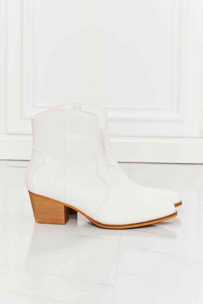 MMShoes Watertower Town Faux Leather Western Ankle Boots in White Carauana Store
