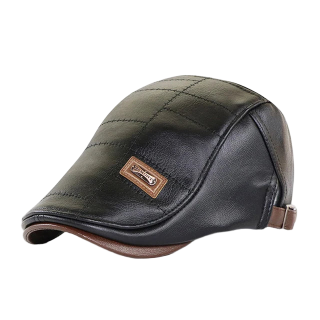 Men's Retro Leather Beret - Adjustable Winter Cap