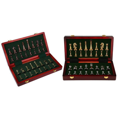 Metal International Chess Game with Exquisite Storage Box Medieval Luxury Chess