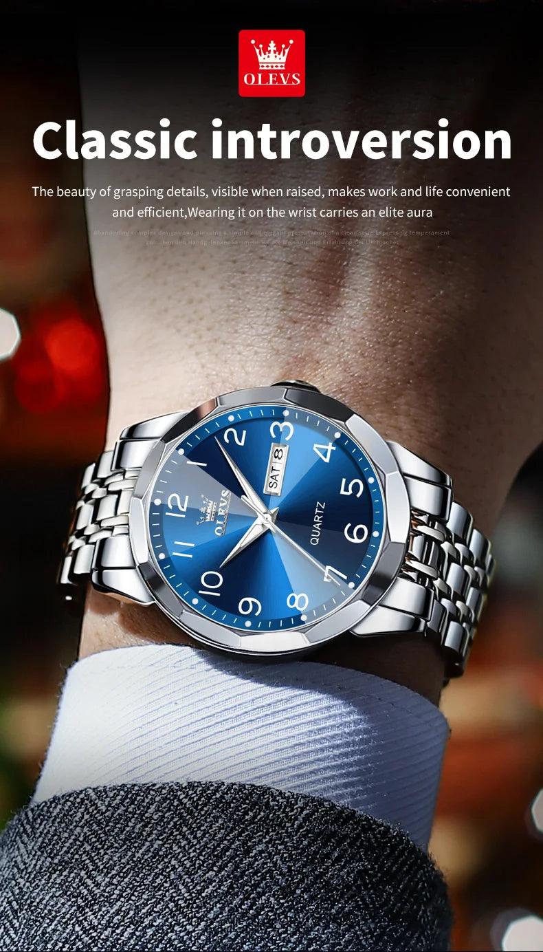 OLEVS Stainless Steel Quartz Watch | Fashionably Functional with Luminous Display and Water Resistance