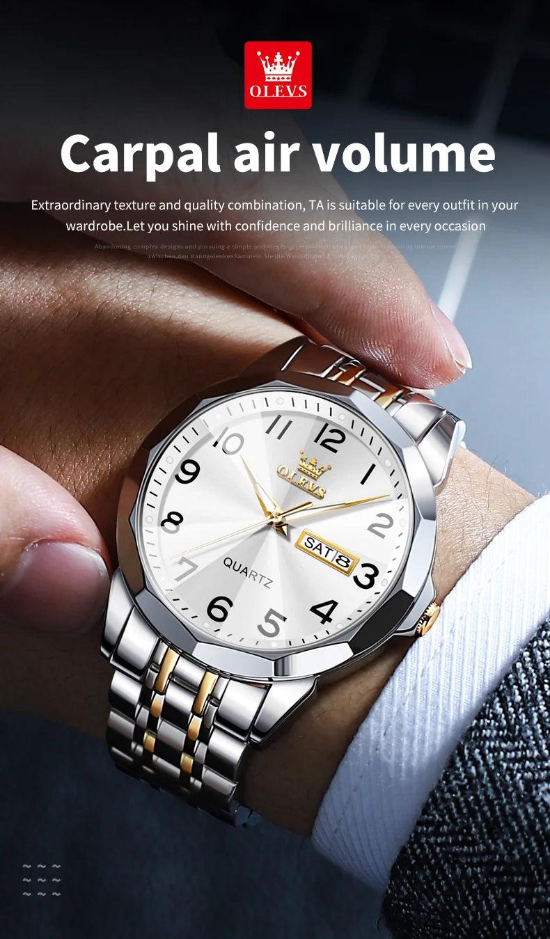 OLEVS Stainless Steel Quartz Watch | Fashionably Functional with Luminous Display and Water Resistance