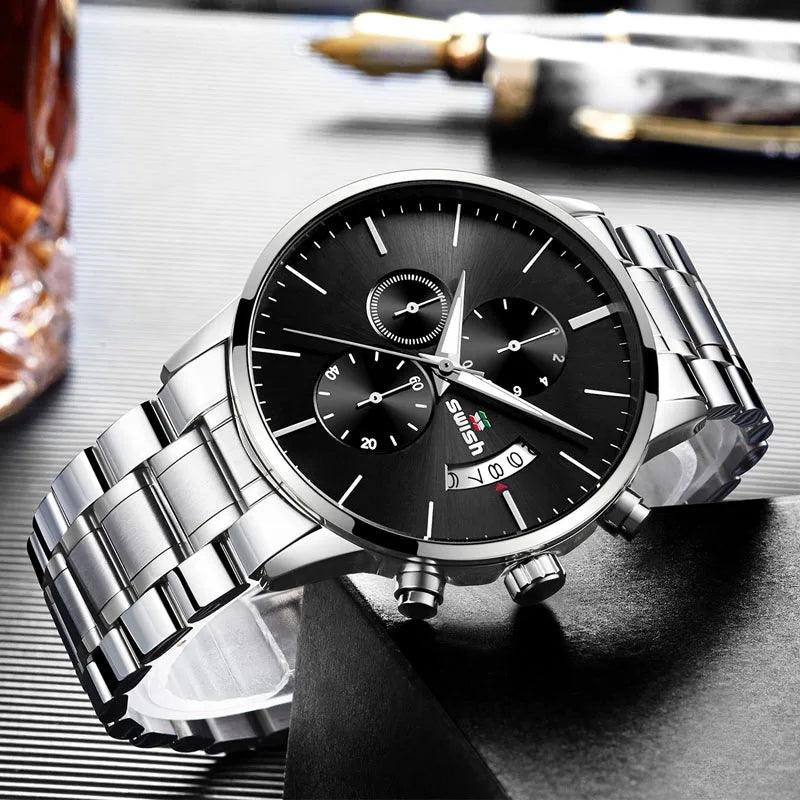 SWISH Luxury Full Steel Business Wristwatch for Male