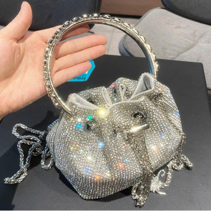 Luxury Designer Crystal Rhinestone Shoulder Bag - Evening Banquet Bag