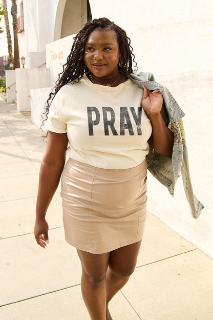 Simply Love Full Size PRAY Round Neck T-Shirt Carauana Store