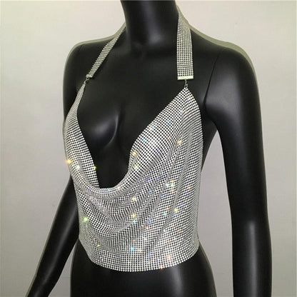 Sparkly Rhinestone Disco Party Tank Top