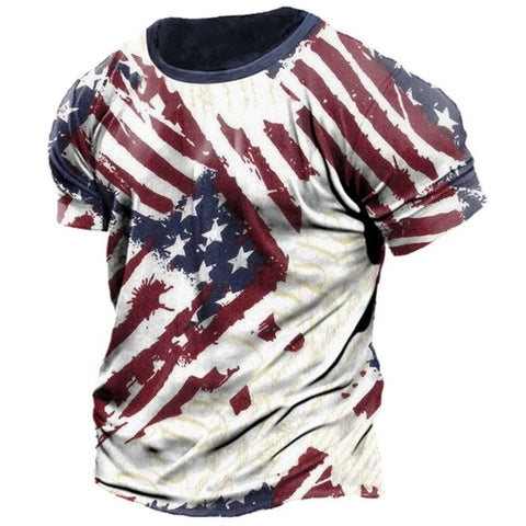 Title: Retro 3D Flag Print Men's T-Shirt - A Hip Hop Street Fashion Staple