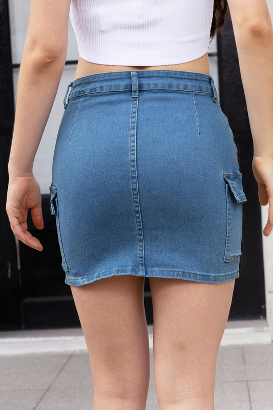 High Waist Pocketed Denim Skirt Carauana Store