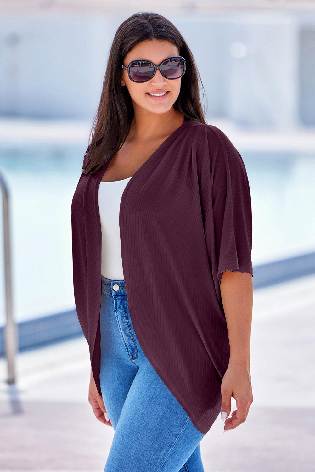 Plus Size Ribbed Cocoon Cover Up Carauana Store