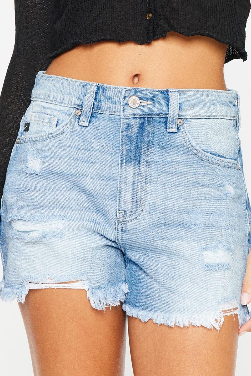 Kancan High Waist Frayed Denim Shorts Carauana Store