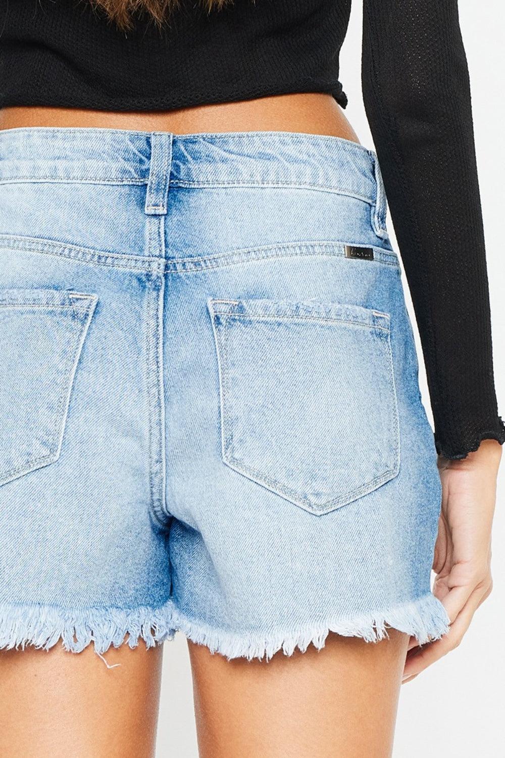 Kancan High Waist Frayed Denim Shorts Carauana Store