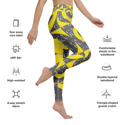 CaRaUaNa Leggings SPORT Grey Yellow Yoga Carauana Store