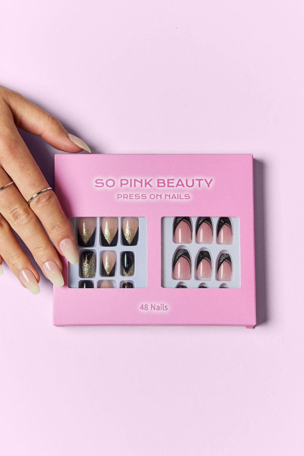 SO PINK BEAUTY Press On Nails 2 Packs CaRaUaNa Fashion