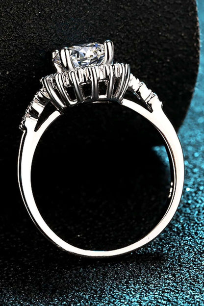 1 Carat Moissanite Rhodium-Plated Halo Ring Carauana Store